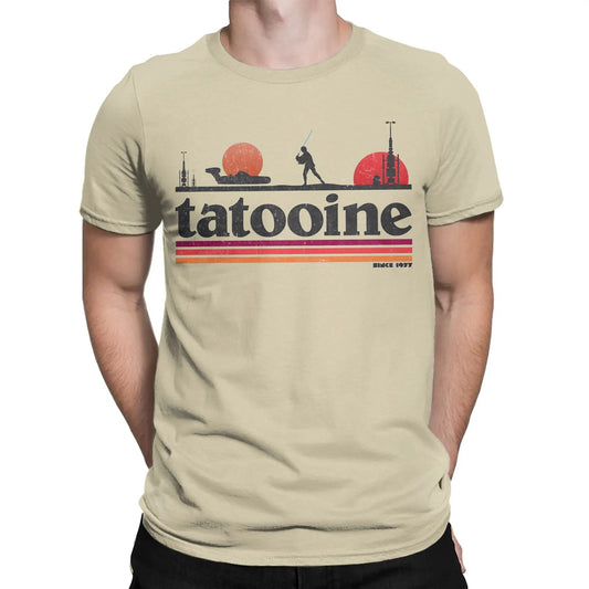 Casual Planet Sky Tatooine T-Shirts for Men Crewneck Cotton T Shirt  Short Sleeve Tee Shirt Classic Clothes