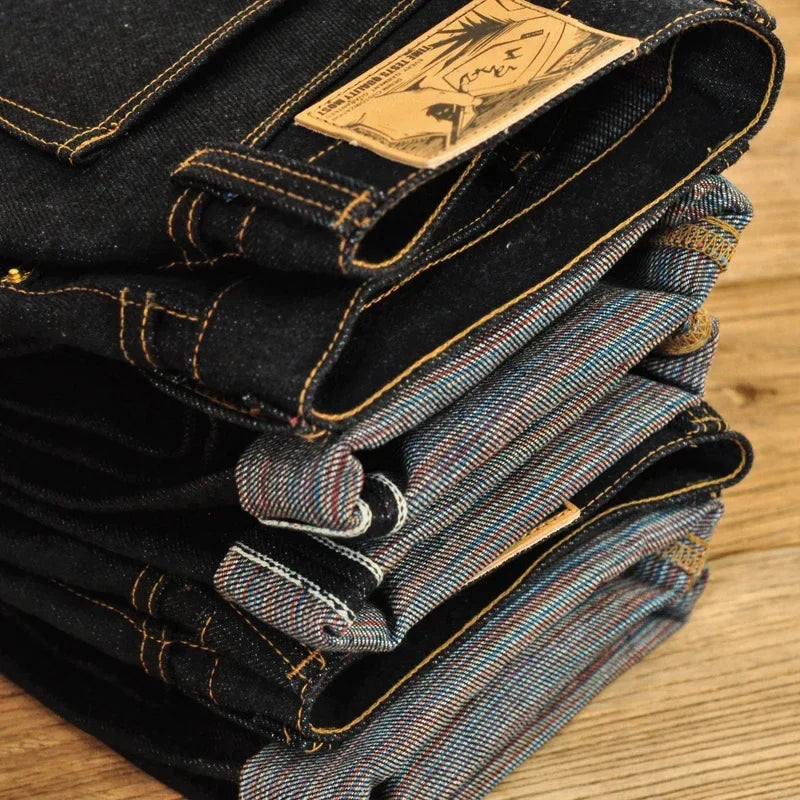 Mens Jeans 21 Oz Rainbow Selvedge Denim Vintage Raw Jeans for Men Sanforized Unwashed Heavyv Denim Jeans