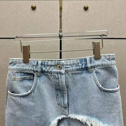 Women's Asymmetrical Frayed-Edge Denim Shorts, Casual and Versatile Commuter Skirt-Shorts, 2026, New Arrival, Y2K, Skirt