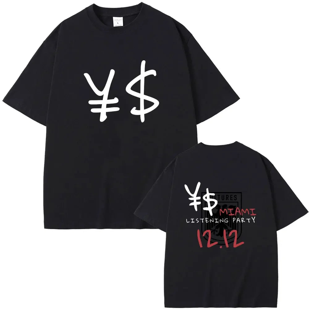 Rapper Kanye West Vultures New Music Album Graphic T Shirts Men Women Hip Hop Fashion Oversized T-shirts Male 100% Cotton Tshirt
