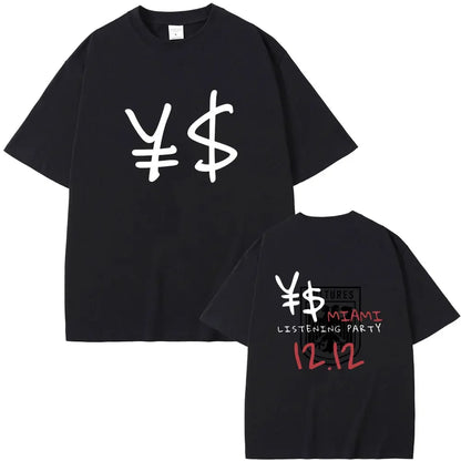 Rapper Kanye West Vultures New Music Album Graphic T Shirts Men Women Hip Hop Fashion Oversized T-shirts Male 100% Cotton Tshirt