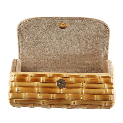 Brand Fashion Vintage Retro Hard Wood Rattan Straw Evening Purse Wallet Unique Handmade Natural Bamboo Root Clutch Bag