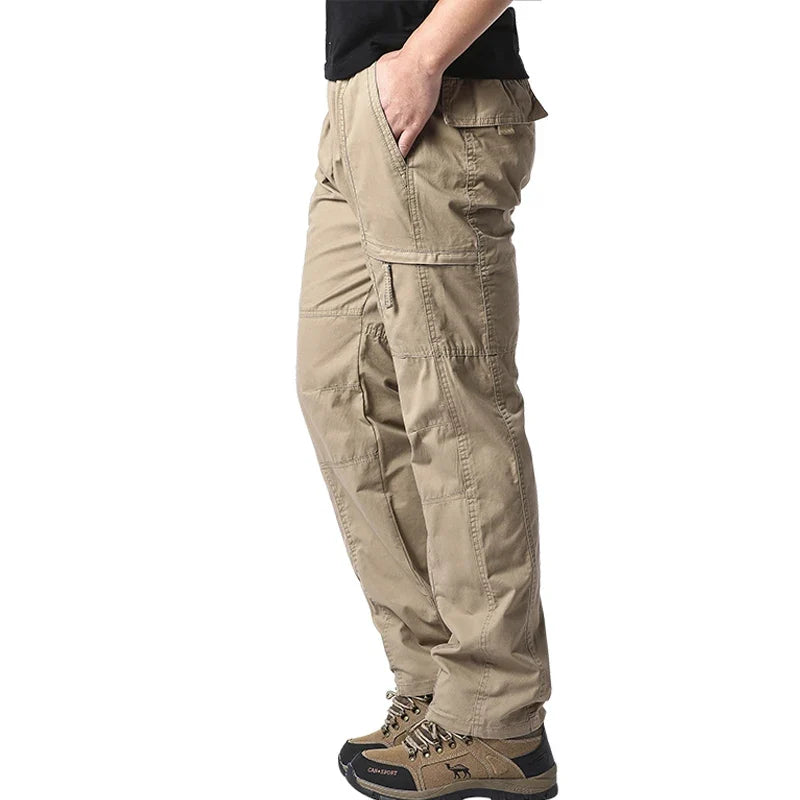 Summer Thin Cotton Overalls Men's Multi-Pocket Loose Large Size Work Pants Spring And Autumn Outdoor Sports Casual Pants