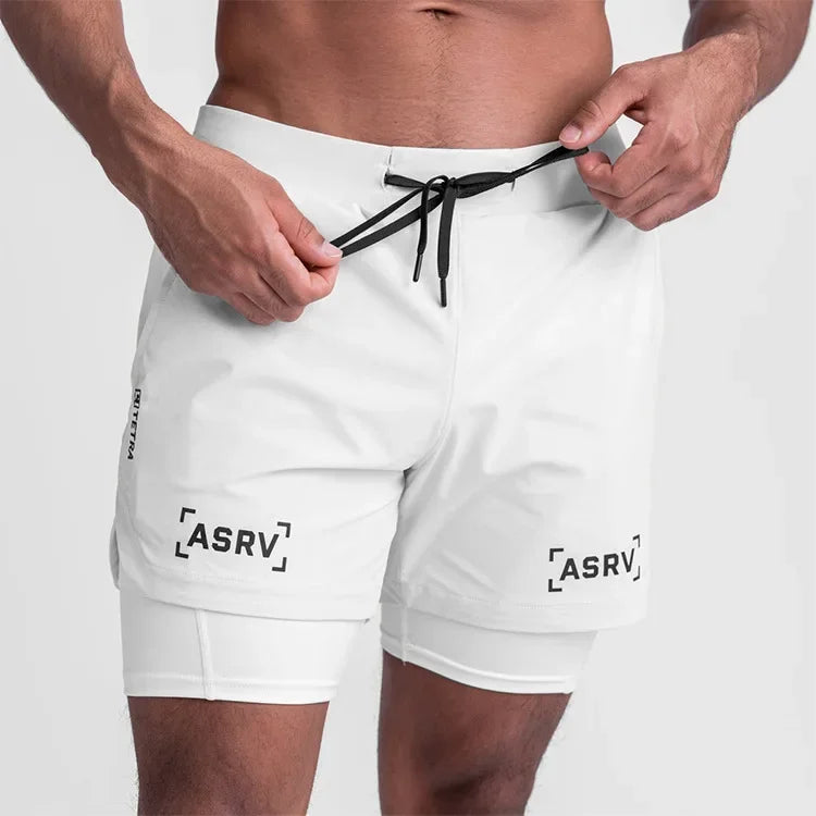 Mens Quick Dry 2 in 1 Double-deck Shorts Gym Fitness Basketball Jogger Short Pants Summer Sports Workout Bottoms Sweatpants
