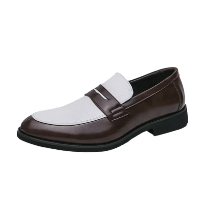 Fashion Color Mixed Mens Party Loafers Black White Business Leather Shoes Luxury Goods Summer New Coffee White Slip-On Shoes
