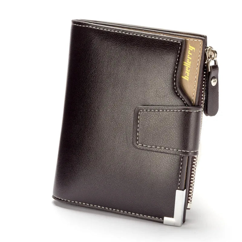 Portefeuille court multifonctionnel pour homme avec poche zippée sur le côté pour la monnaie, accessoire tendance pour homme, portefeuille décontracté pour homme d'affaires, cadeau simple et élégant pour homme