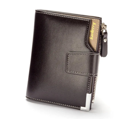 Portefeuille court multifonctionnel pour homme avec poche zippée sur le côté pour la monnaie, accessoire tendance pour homme, portefeuille décontracté pour homme d'affaires, cadeau simple et élégant pour homme
