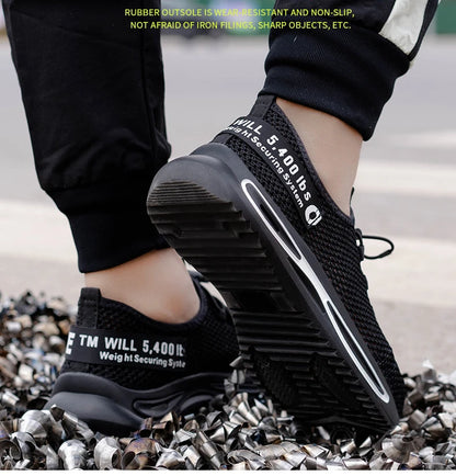 Breathable safety shoes summer man anti puncture safety work sneakers with iron toe male safety shoes men lightweight work shoes
