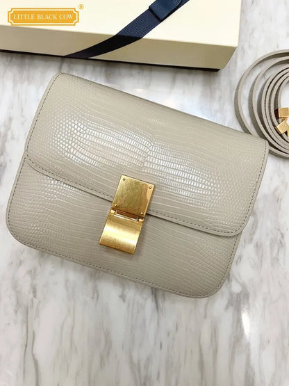 New Women Small Box Bag Single Shoulder Handbag Solid Fashion Brand Cow Split Leather Flap Tofu Bags Ladies Sling Messenger Bag