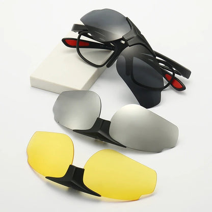 Cycling 4 In 1 Sets Polarized Clip On Sun Glasses Eyeglasses TR90 Magnetic Sunglasses Men Glasses Frame UV400 Anti-Glare