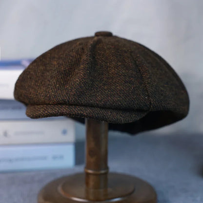 New Vintage Men's Wool Newsboy Cap Brown Green Women Men Berets Classic Woolen Octagonal Caps Casual Gatsby Flat Hat 003