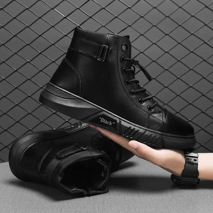 Men Boots Leather Casual Platform Boots Zipper British Style Autumn Winter Fashion Comfortable Mens Shoes Ankle Botas De Hombre