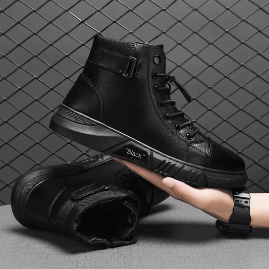 Men Boots Leather Casual Platform Boots Zipper British Style Autumn Winter Fashion Comfortable Mens Shoes Ankle Botas De Hombre