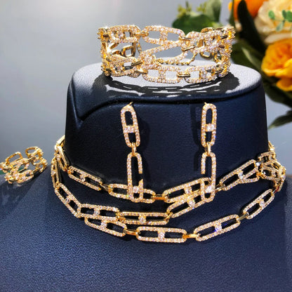 4PCS Luxury Green purple Mixed Big Statement Jewelry set For Women Wedding Cubic Zircon CZ African Dubai Bridal Jewelry