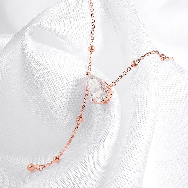 1CT 3CT Water Drop Moissanite Necklace Women's Pendant Adjustable Chain Lab Diamond Pure 925 Silver Jewelry Girls Gift