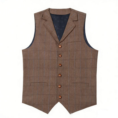 Men's Vests Tweed Suit Business Clothing for Men Striped Waistcoat Punk Vest Groomman Wedding Brwon Black Grey Jacket Bleazer