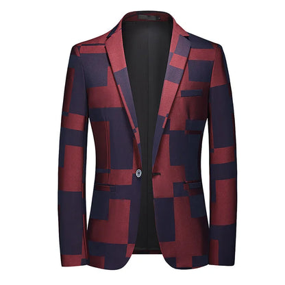 2026 New Men's Red Single-breasted V-neck Blazer Coat, Asian Fit Wedding Party Dress Jacket M-6XL New Arrivals