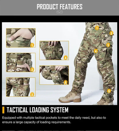 Outdoor Combat Pants +Knee Pads Tactical Cargo Pants Men Trousers Hunting Pants Camping Camo Multicam Workwear Trekking Clothes