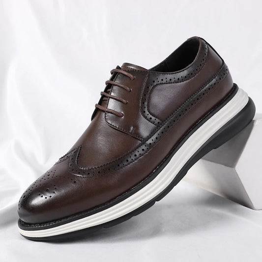High End British Style Office Business Dress Shoes Men's Casual Leather Thick Soled Simple Walking Shoes Fashion Oxford Shoes