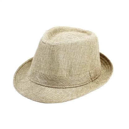 Summer Fedoras for Men Middle old aged Cap Linen Panama Solid  Jazz Hat Cowboy  Men's Women's  British Party Sun Hat