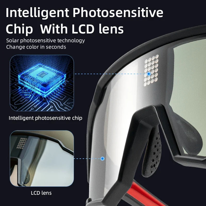 Sunglasses Polarized Cycling Glasses Electronic Color Change Glasses UV400 Safety Bike Bicycle Eyewear Sports Goggles
