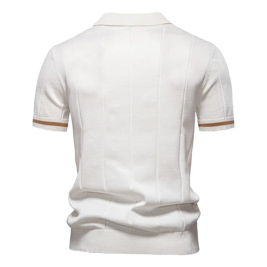Men's Solid Color Sport Zipper Polo Shirt Athletic Social Polo Shirts for Men Office Slim Fit Polo