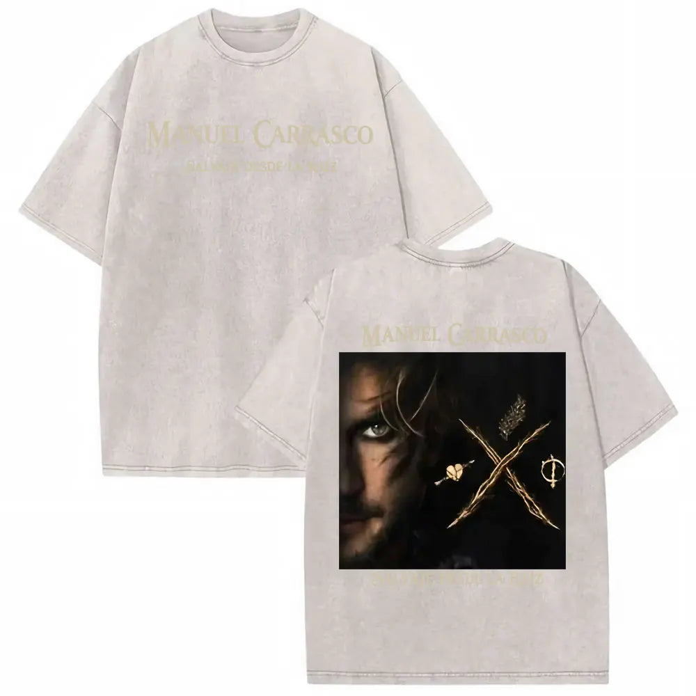 Manuel Carrasco Salvaje Desde Ia Raiz 2026 Vintage Washed T-shirt Men Women Fashion Hip Hop Punk 100% Cotton T Shirts Streetwear