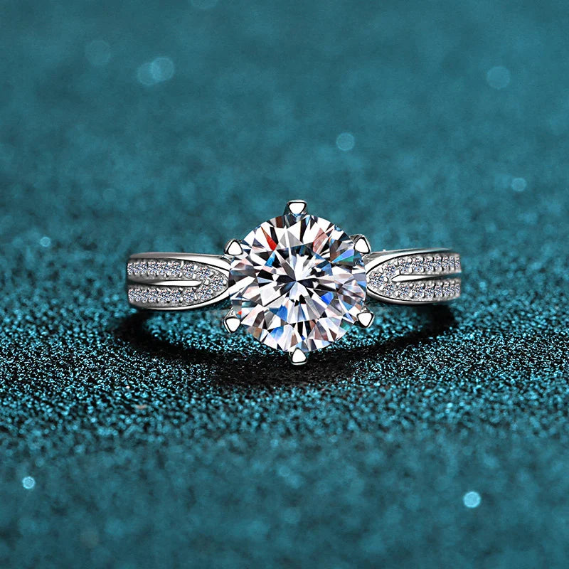 0.5ct 1ct Moissanite Engagement Ring Women Proposal Rings S925 Sterling Silver with White Gold Plated Wedding Band