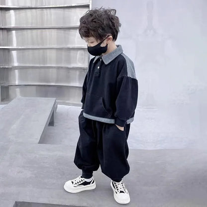Sweatshirt Set Boys Outfit Kids Sets for Boy Autumn Winter Wear Children's Top Bottom Clothes Elementary Student Men's Korean