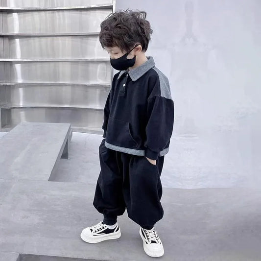 Sweatshirt Set Boys Outfit Kids Sets for Boy Autumn Winter Wear Children's Top Bottom Clothes Elementary Student Men's Korean