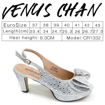 2026 Women’s Italian Gold High Heels with Rhinestone Detail & Matching Bag Set - Stylish Pointed Toe Design