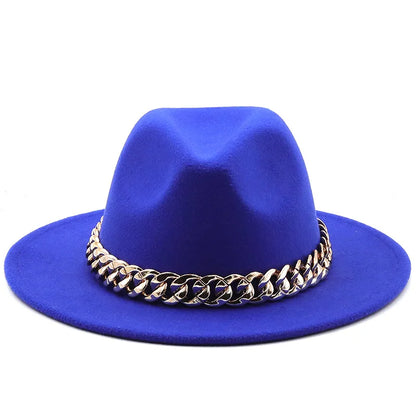 Hat For Women Autumn Winter New Party Jazz Fedora Hats With Fashion Luxury Oversized Chain Accessory Bag Two-piece Set