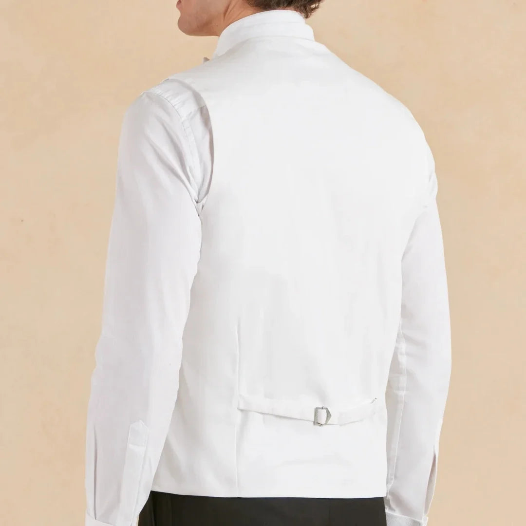 Men Vest White Single Button Solid With Lapel Waistcoat For Wedding Banquet Party Business Work Casual Daily Men Suit Vest