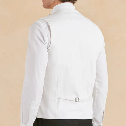 Men Vest White Single Button Solid With Lapel Waistcoat For Wedding Banquet Party Business Work Casual Daily Men Suit Vest
