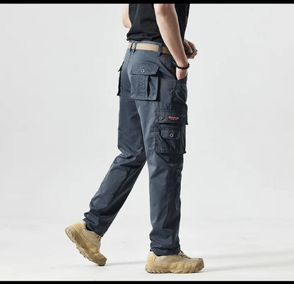 Autumn Work Pants Men Multi-pockets Cargo Trousers Casual Wear-resistant Workwear Spring Straight Pant Outdoor Hiking Trousers