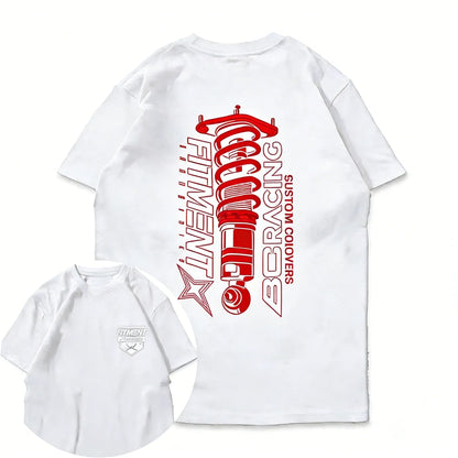 2026 Summer Pure Cotton Heavyweight American Style BC Short-Sleeve Car Modified T-Shirt, Loose-Fitting, Twisted-Neck, Versatile,