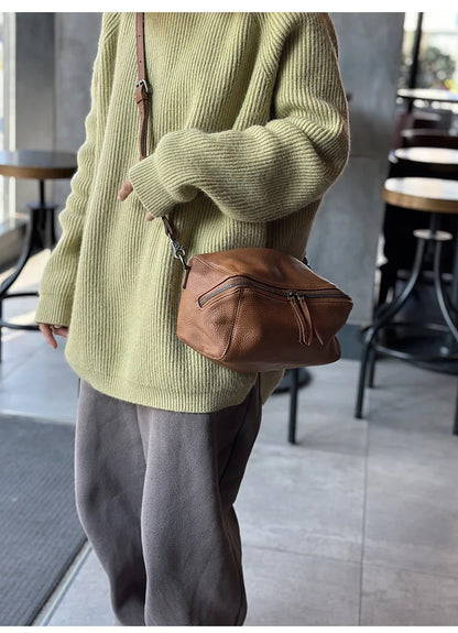 2026 New Leisure Genuine Leather Lightweight Women Shoulder Crossbody Bag Retro Soft Cowhide Versatile Bag