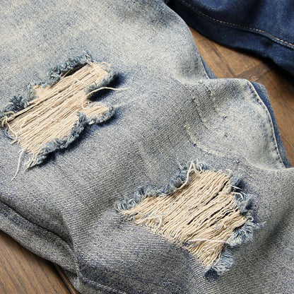 New Retro Jeans Men's Straight Leg Pants Ripped Jeans Fashionable Casual Pants Trousers Pants Street Wear Clothing