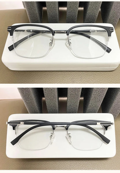 Men's Business Classic Half Frame Anti Blue Light Reading Glasses Myopia Hyperopia Customizable Prescription TR2242