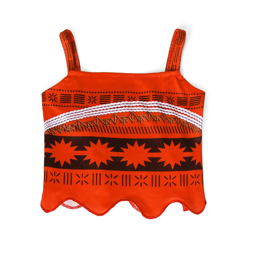 New Dress Girls Princess Clothes Kids Dress Up Vaiana Necklace Pig Chick Children Carnival Party Summer Costume Set 2-10T