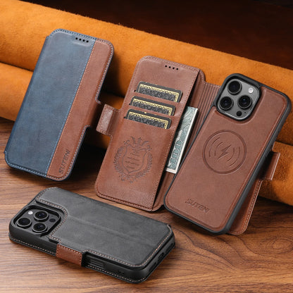 Faux Leather Wireless Charging Card Holder Stand Wallet Magnetic Flip Cover Phone Case For iPhone 16 Pro Max 15 Plus 14