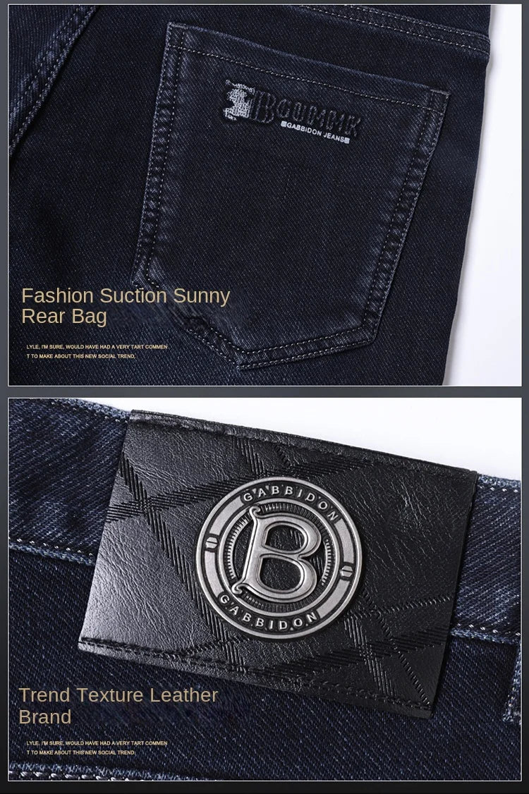 Men's Straight-leg Jeans High-quality Light Luxury Embroidered Casual Versatile Fashion Slimming Smooth Silhouette Style