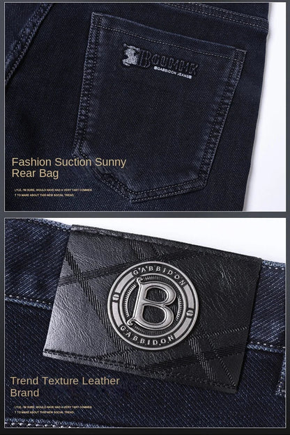Men's Straight-leg Jeans High-quality Light Luxury Embroidered Casual Versatile Fashion Slimming Smooth Silhouette Style