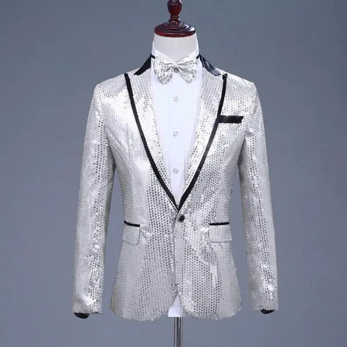2026 New Men's Red Suit Jacket, Wedding Party Slim Dress Coat, Sequin Decoration Luxurious Blazers Blue Green Terno Masculino