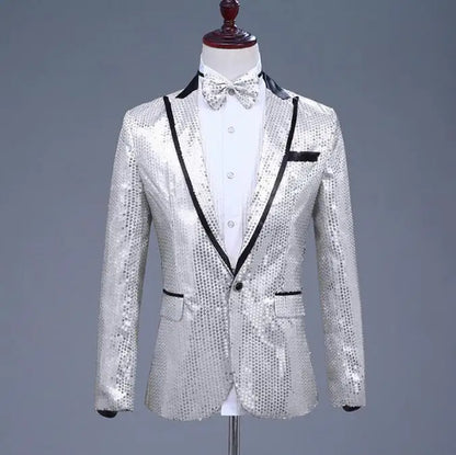 2026 New Men's Red Suit Jacket, Wedding Party Slim Dress Coat, Sequin Decoration Luxurious Blazers Blue Green Terno Masculino