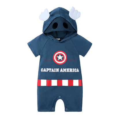 Spider Man Batman Captain Baby Rompers Newborn Baby Kawaii Cute Anime Cartoon Cosplay Costume Jumpsuit Cotton Clothes Kid Gift