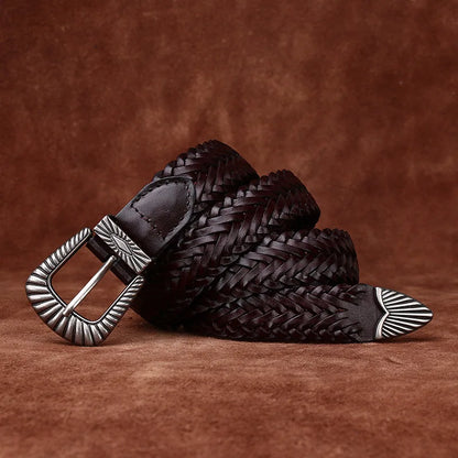 3.0CM Cowhide High Quality Genuine Leather Belts for Men Women Hand Woven Belt Strap Male Pin Buckle Jeans Cowboy Cintos Luxury