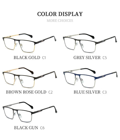 New Metal Eyeglasses Square Frame Business Casual Anti-blue Light Reading Glasses Men's Prescription Customized 6915