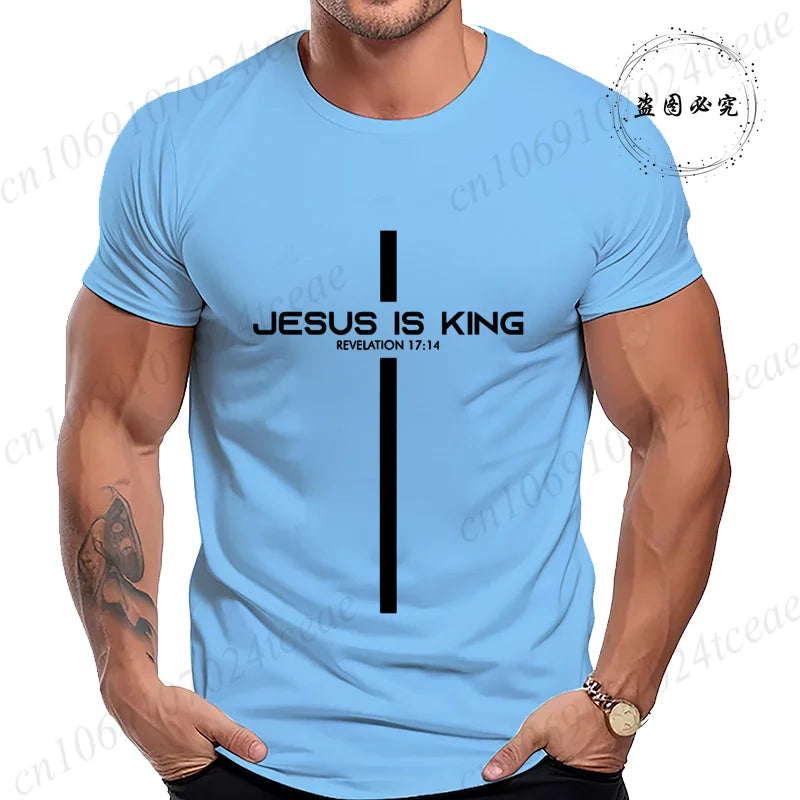 T Shirt for Men Jesus Is King Print Graphic T Shirts Unisex Harajuku Fashion Casual Street Short Sleeve Tee Jesus Is King Tops