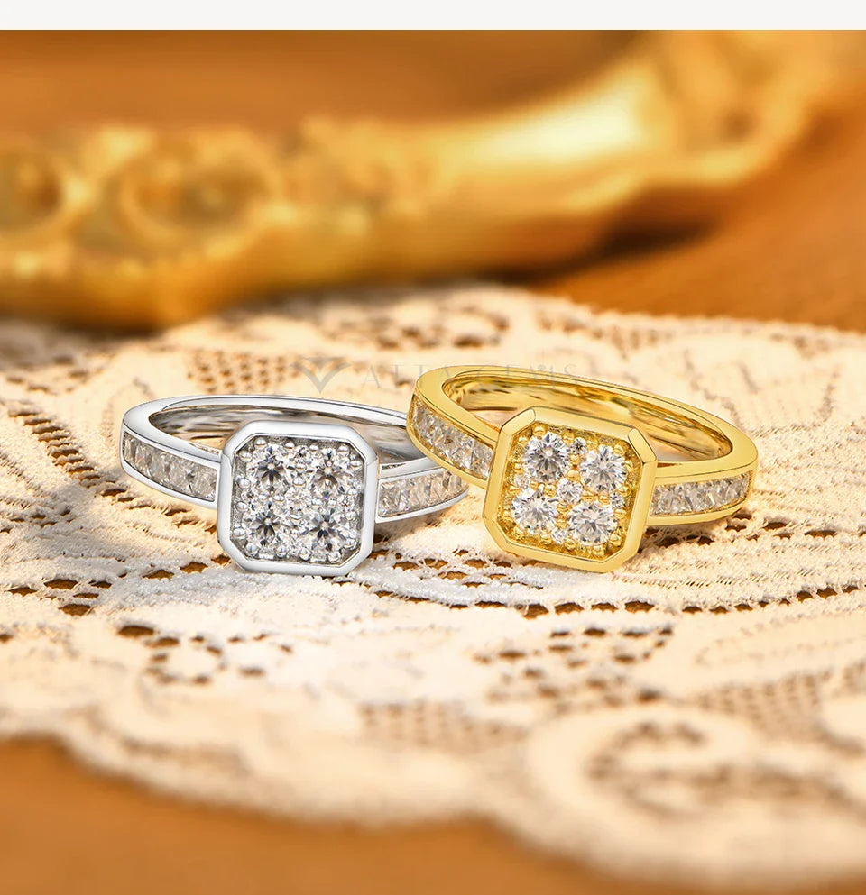 Bague ATTANGEMS carrée en moissanite DVVS1 en argent sterling 925, bagues de fiançailles classiques, alliance élégante, bijoux pour femme